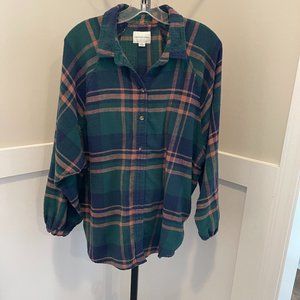 American Eagle Oversized Super Soft Plaid Button Up Flannel Shirt - Size L